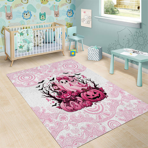 Aboriginal Pink Ghost Pumpkin Area Rug Aboriginal Halloween Wear Pink