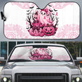 Aboriginal Pink Ghost Pumpkin Auto Sun Shade Aboriginal Halloween Wear Pink