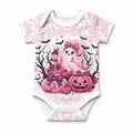 Aboriginal Pink Ghost Pumpkin Baby Onesie Aboriginal Halloween Wear Pink