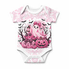 Aboriginal Pink Ghost Pumpkin Baby Onesie Aboriginal Halloween Wear Pink
