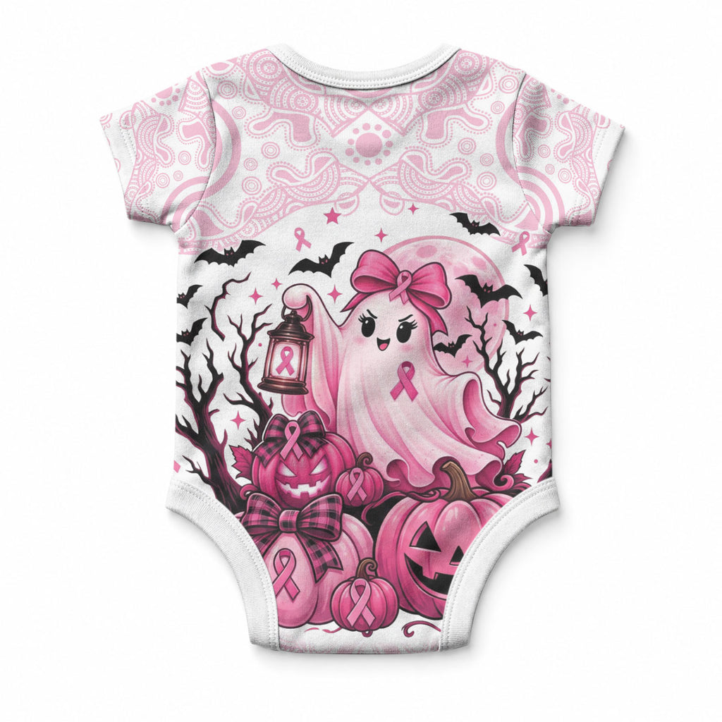 Aboriginal Pink Ghost Pumpkin Baby Onesie Aboriginal Halloween Wear Pink