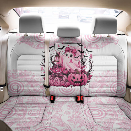 Aboriginal Pink Ghost Pumpkin Back Car Seat Cover Aboriginal Halloween Wear Pink