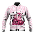Aboriginal Pink Ghost Pumpkin Baseball Jacket Aboriginal Halloween Wear Pink