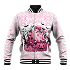 Aboriginal Pink Ghost Pumpkin Baseball Jacket Aboriginal Halloween Wear Pink