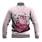 Aboriginal Pink Ghost Pumpkin Baseball Jacket Aboriginal Halloween Wear Pink