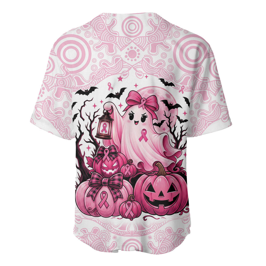Aboriginal Pink Ghost Pumpkin Baseball Jersey Aboriginal Halloween Wear Pink