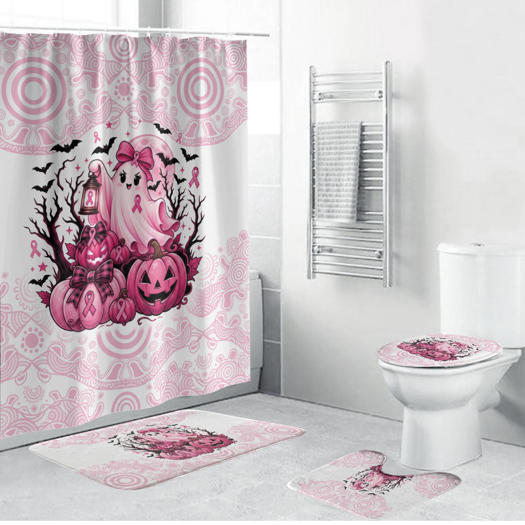 Aboriginal Pink Ghost Pumpkin Bathroom Set Aboriginal Halloween Wear Pink