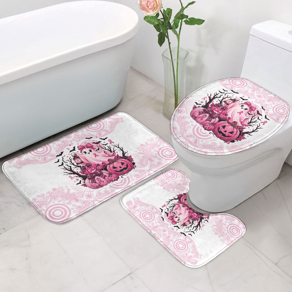 Aboriginal Pink Ghost Pumpkin Bathroom Set Aboriginal Halloween Wear Pink