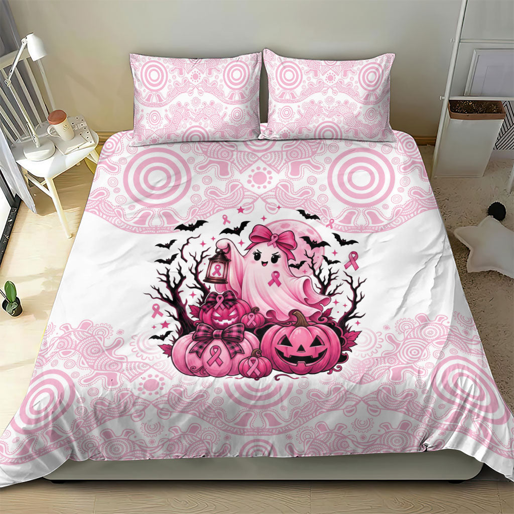 Aboriginal Pink Ghost Pumpkin Bedding Set Aboriginal Halloween Wear Pink