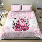 Aboriginal Pink Ghost Pumpkin Bedding Set Aboriginal Halloween Wear Pink