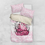 Aboriginal Pink Ghost Pumpkin Bedding Set Aboriginal Halloween Wear Pink