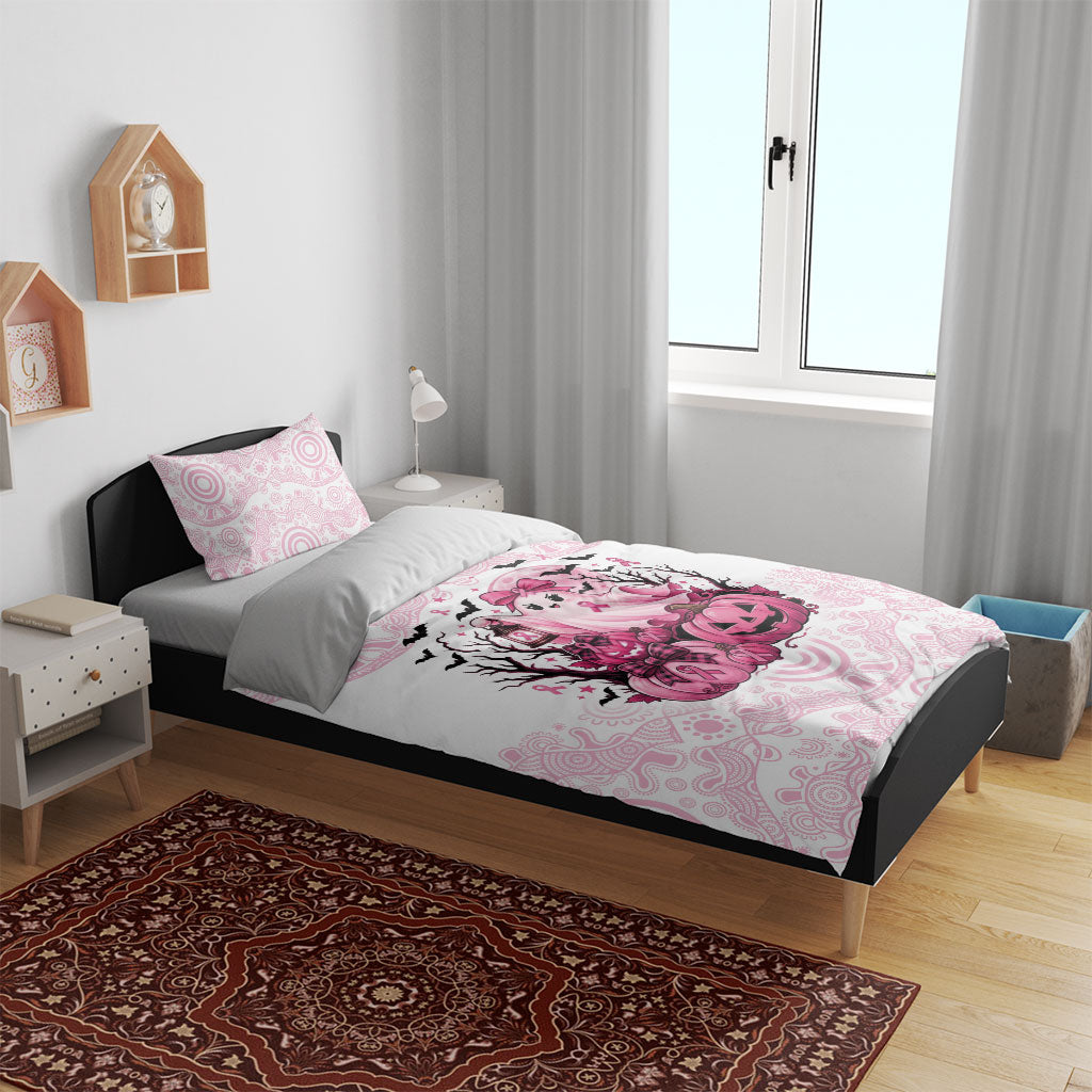Aboriginal Pink Ghost Pumpkin Bedding Set Aboriginal Halloween Wear Pink