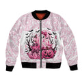 Aboriginal Pink Ghost Pumpkin Bomber Jacket Aboriginal Halloween Wear Pink