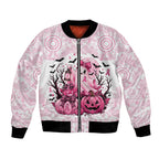 Aboriginal Pink Ghost Pumpkin Bomber Jacket Aboriginal Halloween Wear Pink