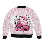 Aboriginal Pink Ghost Pumpkin Bomber Jacket Aboriginal Halloween Wear Pink