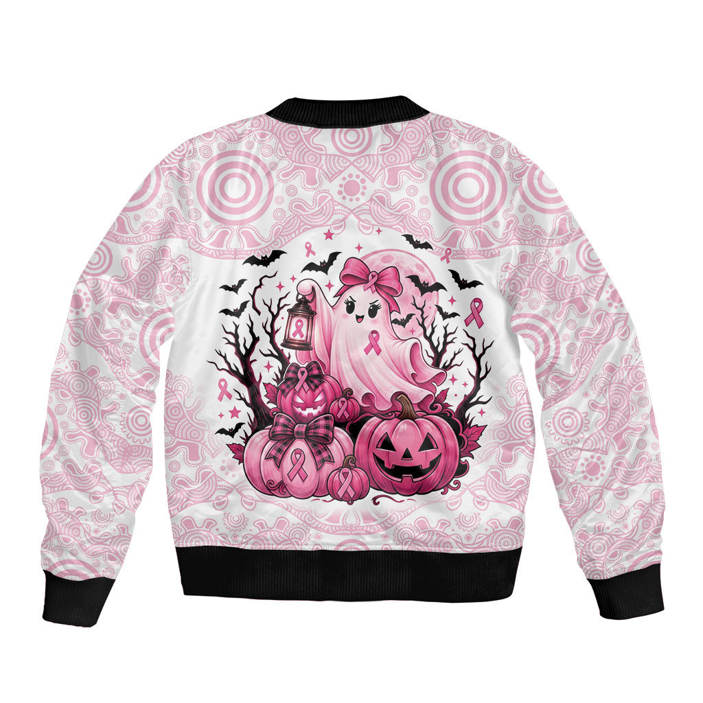 Aboriginal Pink Ghost Pumpkin Bomber Jacket Aboriginal Halloween Wear Pink