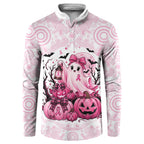 Aboriginal Pink Ghost Pumpkin Button Sweatshirt Aboriginal Halloween Wear Pink