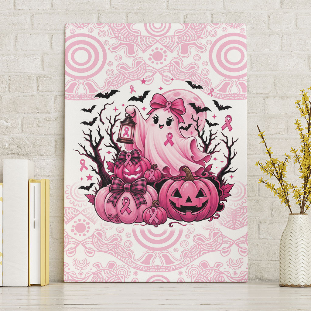 Aboriginal Pink Ghost Pumpkin Canvas Wall Art Aboriginal Halloween Wear Pink