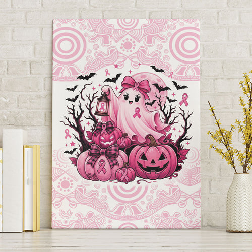 Aboriginal Pink Ghost Pumpkin Canvas Wall Art Aboriginal Halloween Wear Pink