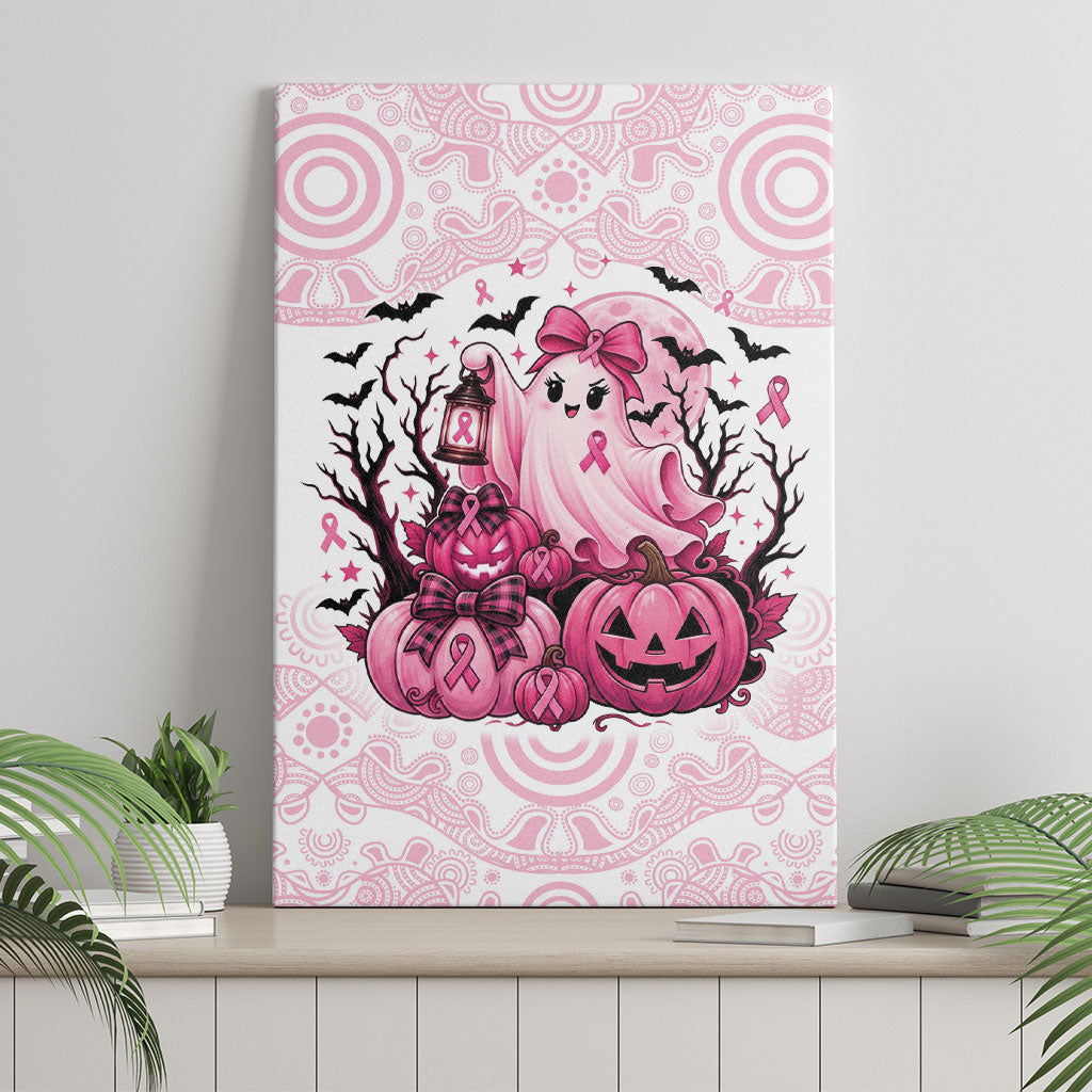 Aboriginal Pink Ghost Pumpkin Canvas Wall Art Aboriginal Halloween Wear Pink