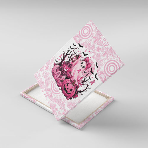 Aboriginal Pink Ghost Pumpkin Canvas Wall Art Aboriginal Halloween Wear Pink