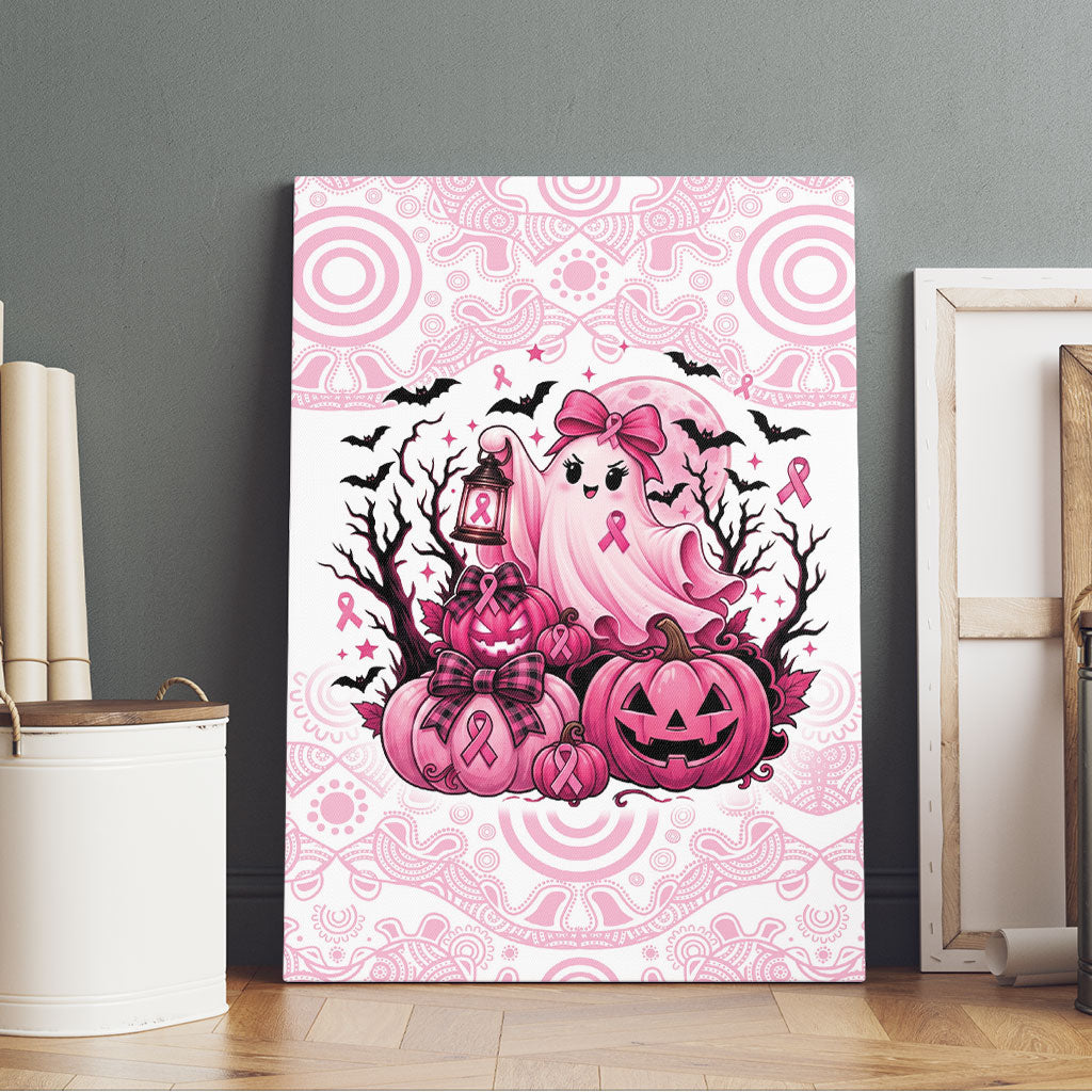 Aboriginal Pink Ghost Pumpkin Canvas Wall Art Aboriginal Halloween Wear Pink
