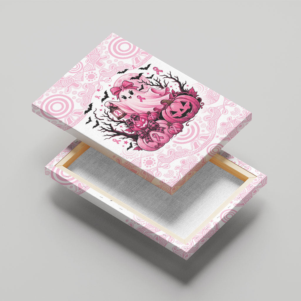 Aboriginal Pink Ghost Pumpkin Canvas Wall Art Aboriginal Halloween Wear Pink