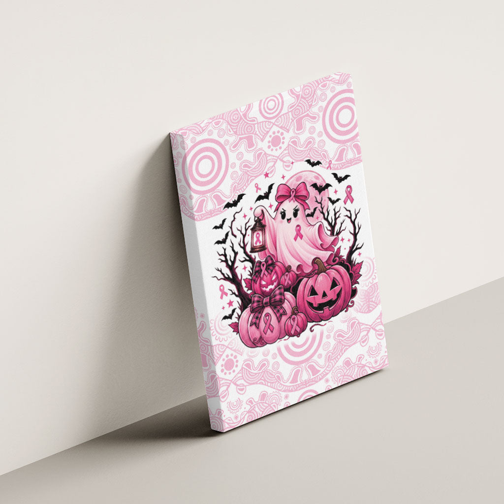 Aboriginal Pink Ghost Pumpkin Canvas Wall Art Aboriginal Halloween Wear Pink