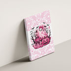Aboriginal Pink Ghost Pumpkin Canvas Wall Art Aboriginal Halloween Wear Pink