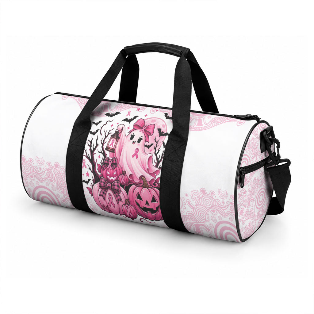 Aboriginal Pink Ghost Pumpkin Duffle Bag Aboriginal Halloween Wear Pink