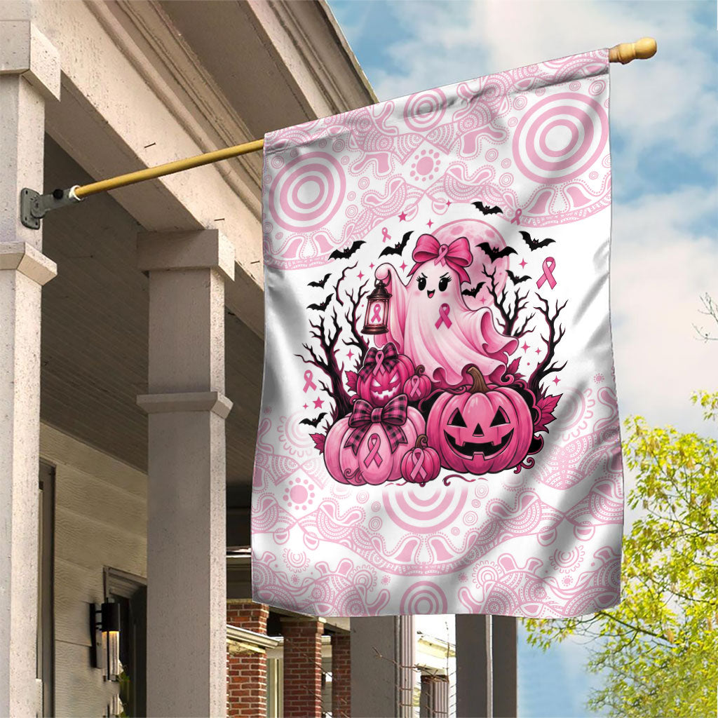Aboriginal Pink Ghost Pumpkin Garden Flag Aboriginal Halloween Wear Pink