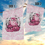 Aboriginal Pink Ghost Pumpkin Garden Flag Aboriginal Halloween Wear Pink