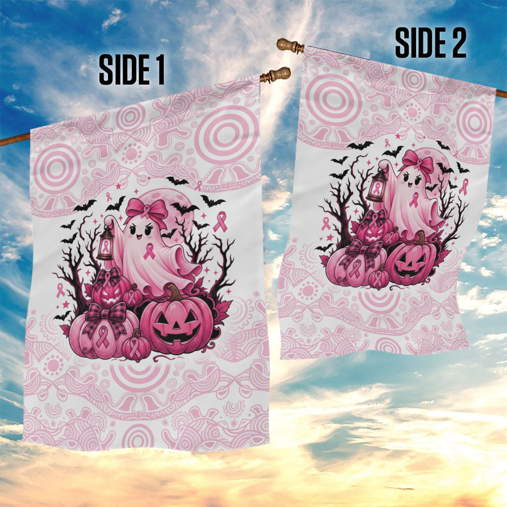Aboriginal Pink Ghost Pumpkin Garden Flag Aboriginal Halloween Wear Pink