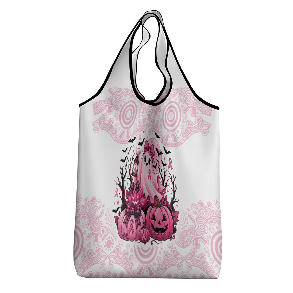 Aboriginal Pink Ghost Pumpkin Grocery Bag Aboriginal Halloween Wear Pink