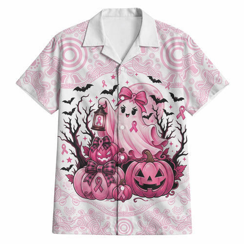 Aboriginal Pink Ghost Pumpkin Hawaiian Shirt Aboriginal Halloween Wear Pink