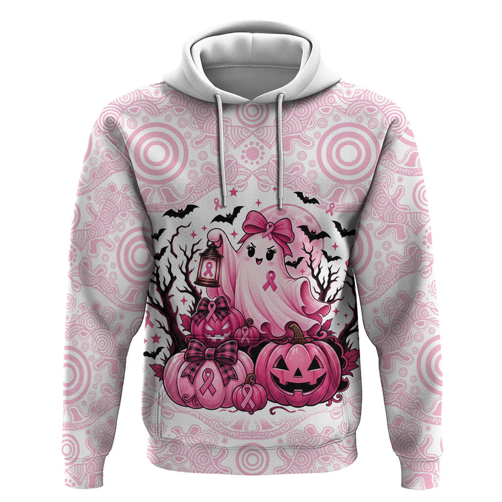Aboriginal Pink Ghost Pumpkin Hoodie Aboriginal Halloween Wear Pink