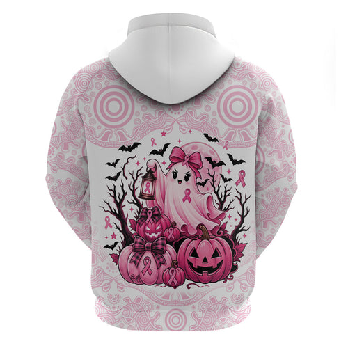 Aboriginal Pink Ghost Pumpkin Hoodie Aboriginal Halloween Wear Pink