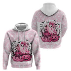 Aboriginal Pink Ghost Pumpkin Hoodie Aboriginal Halloween Wear Pink