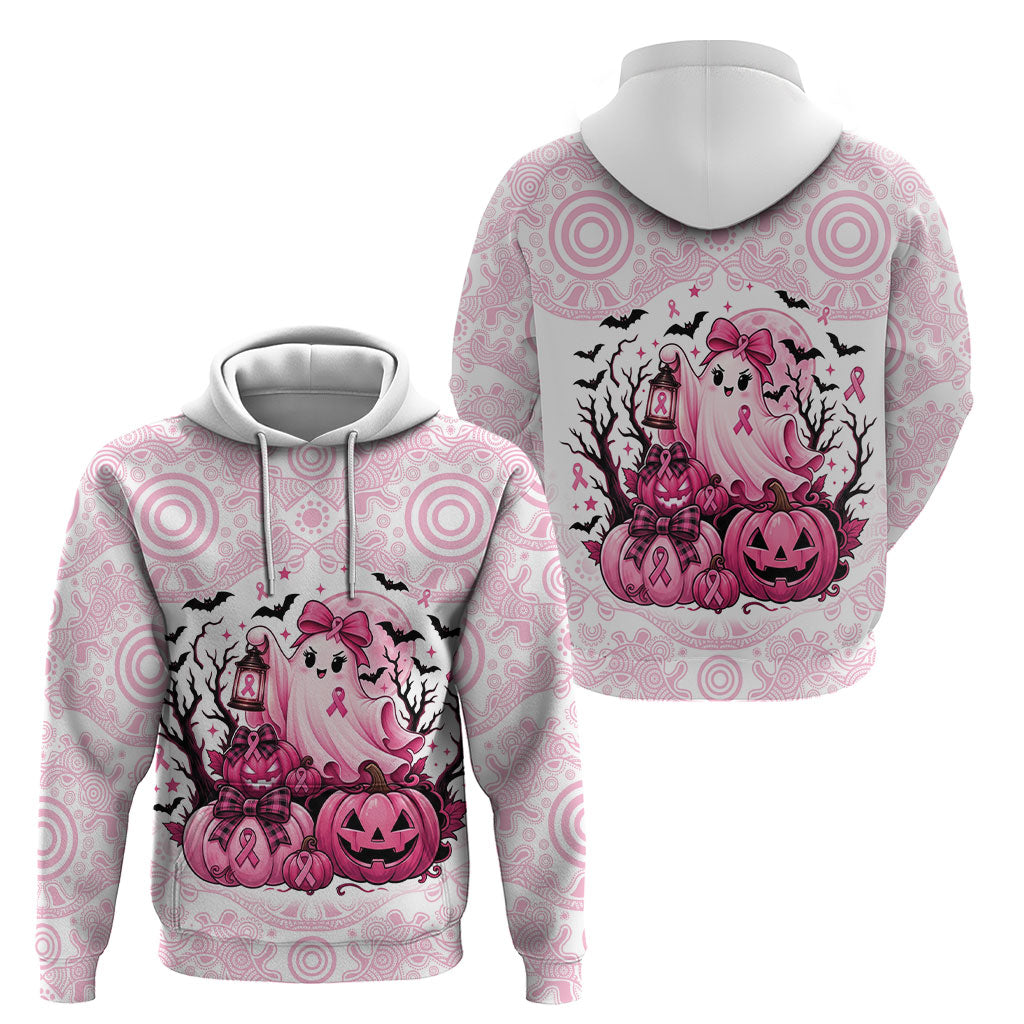 Aboriginal Pink Ghost Pumpkin Hoodie Aboriginal Halloween Wear Pink