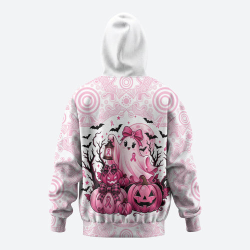 Aboriginal Pink Ghost Pumpkin Hoodie Aboriginal Halloween Wear Pink
