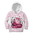 Aboriginal Pink Ghost Pumpkin Kid Hoodie Aboriginal Halloween Wear Pink
