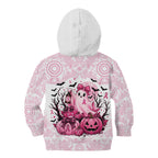 Aboriginal Pink Ghost Pumpkin Kid Hoodie Aboriginal Halloween Wear Pink