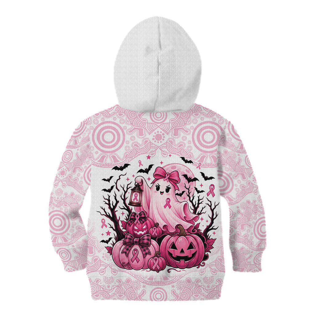 Aboriginal Pink Ghost Pumpkin Kid Hoodie Aboriginal Halloween Wear Pink