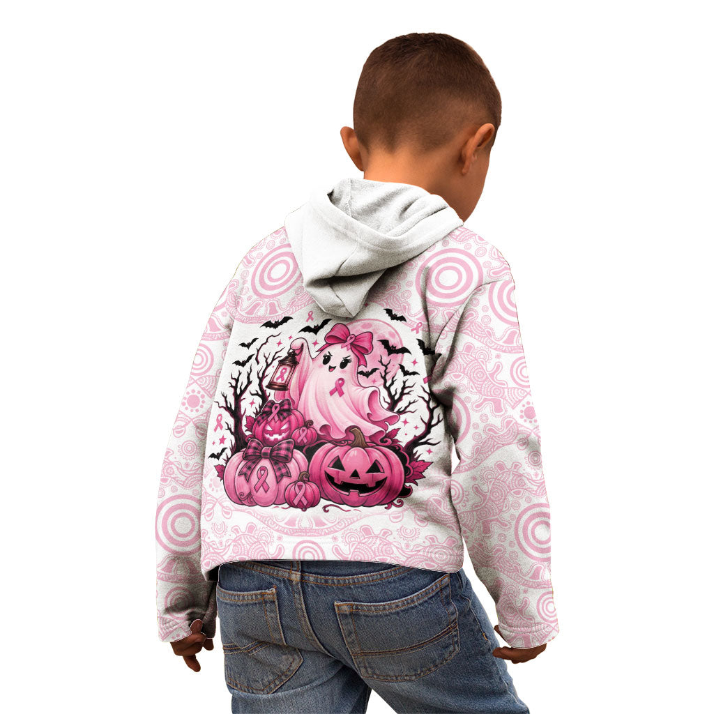 Aboriginal Pink Ghost Pumpkin Kid Hoodie Aboriginal Halloween Wear Pink