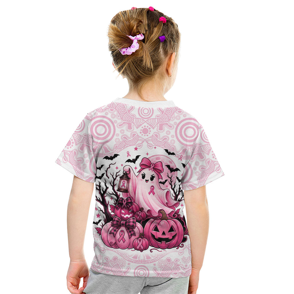 Aboriginal Pink Ghost Pumpkin Kid T Shirt Aboriginal Halloween Wear Pink