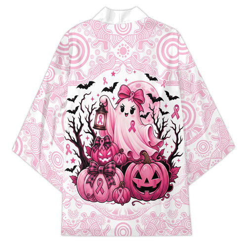 Aboriginal Pink Ghost Pumpkin Kimono Aboriginal Halloween Wear Pink