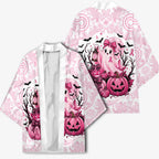 Aboriginal Pink Ghost Pumpkin Kimono Aboriginal Halloween Wear Pink