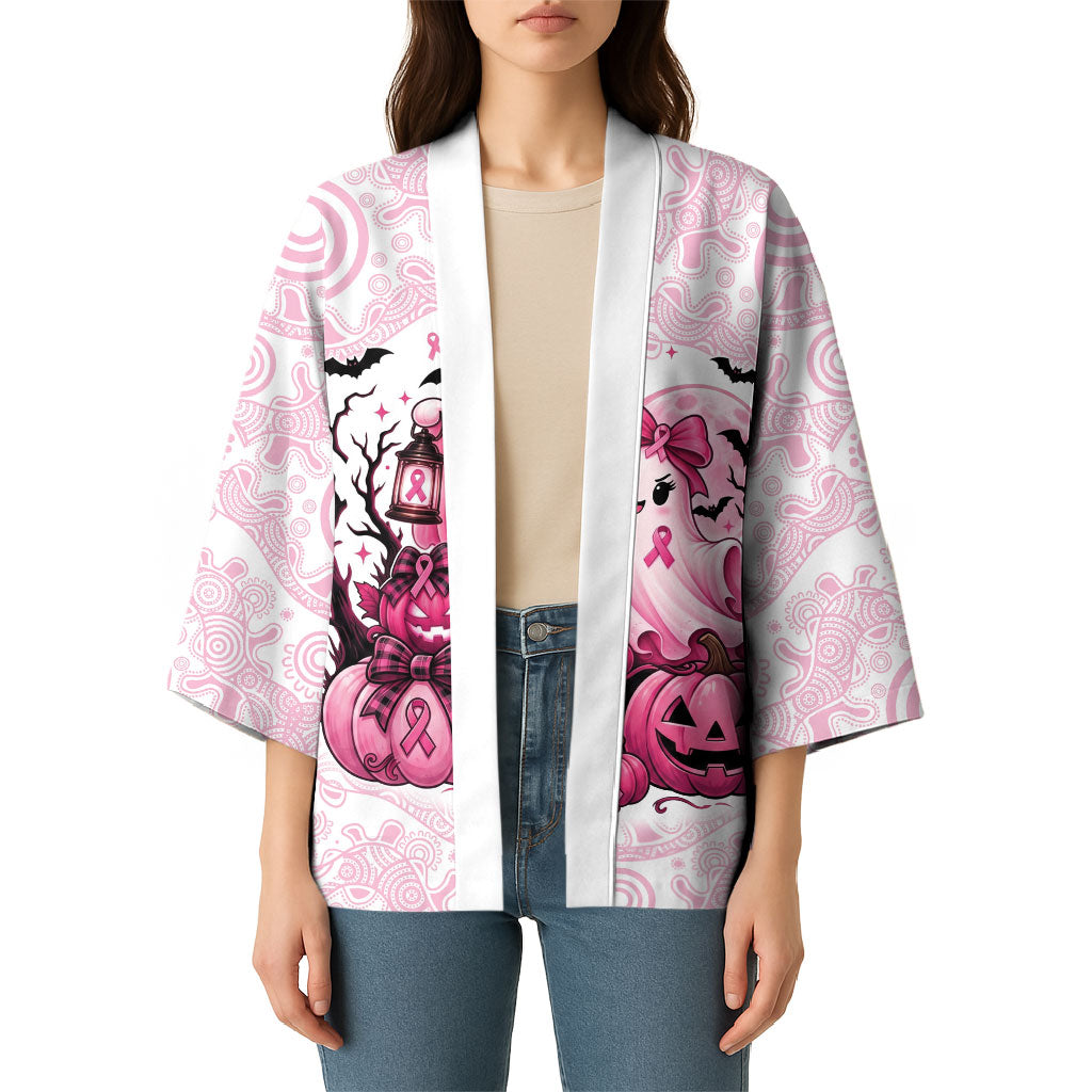 Aboriginal Pink Ghost Pumpkin Kimono Aboriginal Halloween Wear Pink