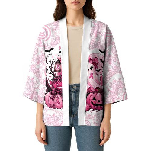Aboriginal Pink Ghost Pumpkin Kimono Aboriginal Halloween Wear Pink