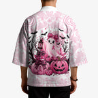Aboriginal Pink Ghost Pumpkin Kimono Aboriginal Halloween Wear Pink